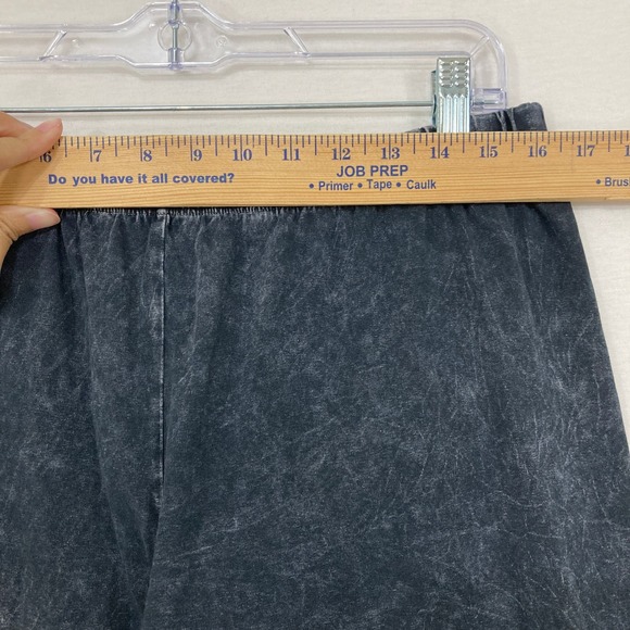 Jess & Jane Crop Pants 1X Black Mineral Wash Elastic Waist Stretch Comfy Soft - Picture 4 of 8